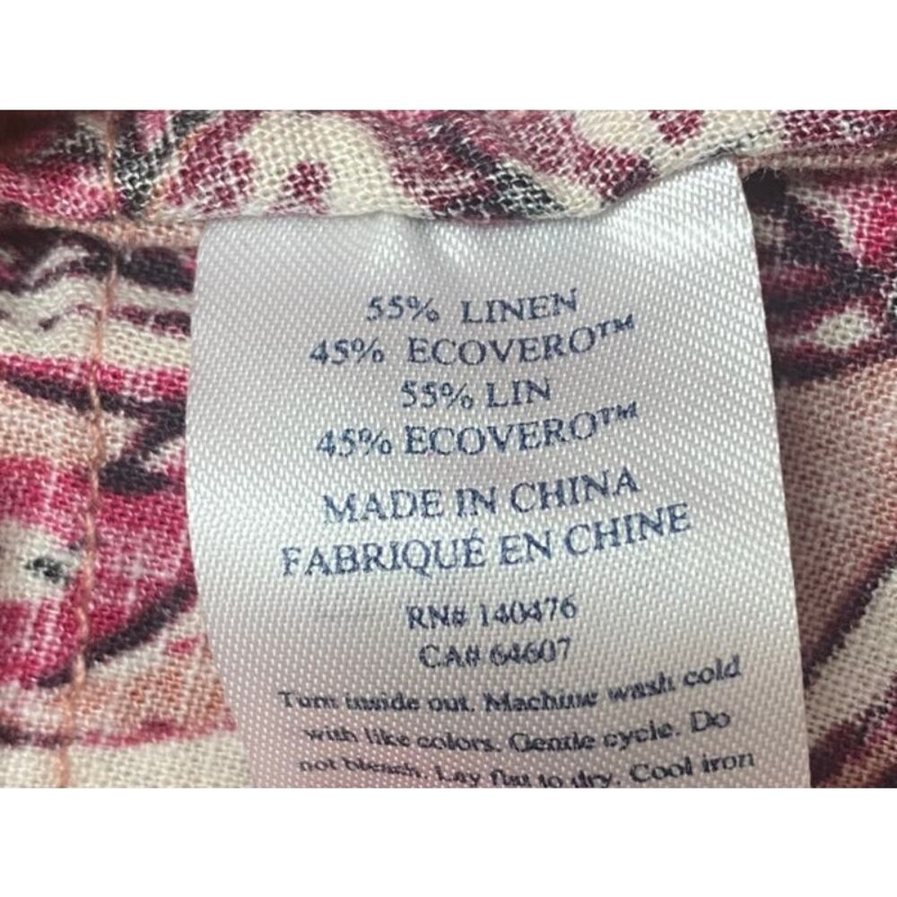 FAHERTY DRESS LINEN FLORAL MIDI PINK COTTAGECORE MILKMAID BOHO WESTERN COQUETTE - Picture 6 of 16